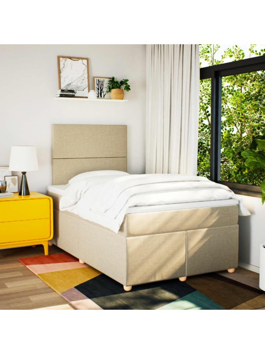 Box spring postel s matrací krémová 120x190 cm textil