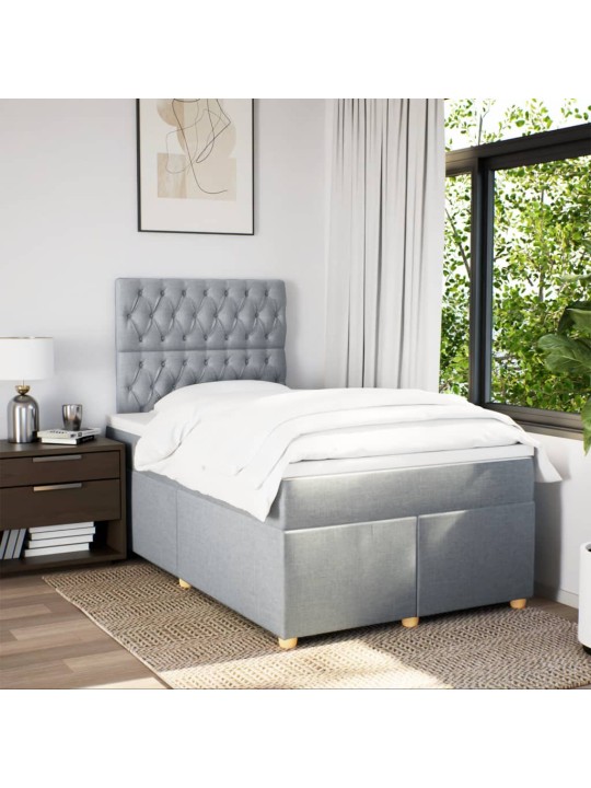 Box spring postel s matrací světle šedá 120x190 cm textil