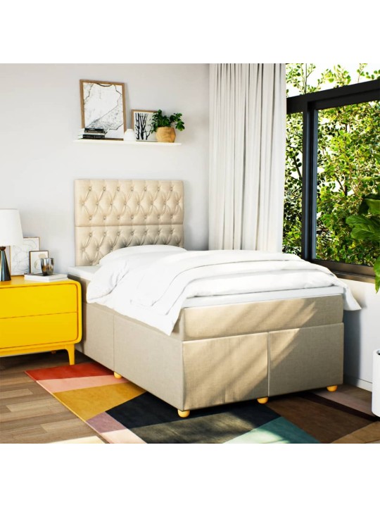 Box spring postel s matrací krémová 120x190 cm textil