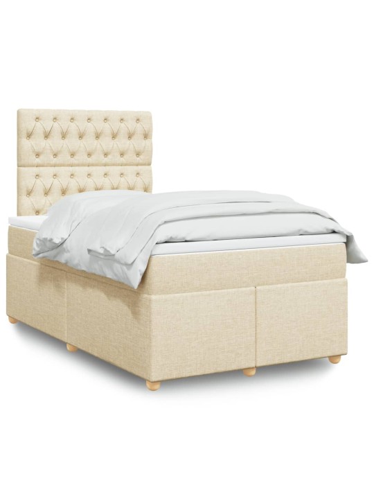 Box spring postel s matrací krémová 120x190 cm textil