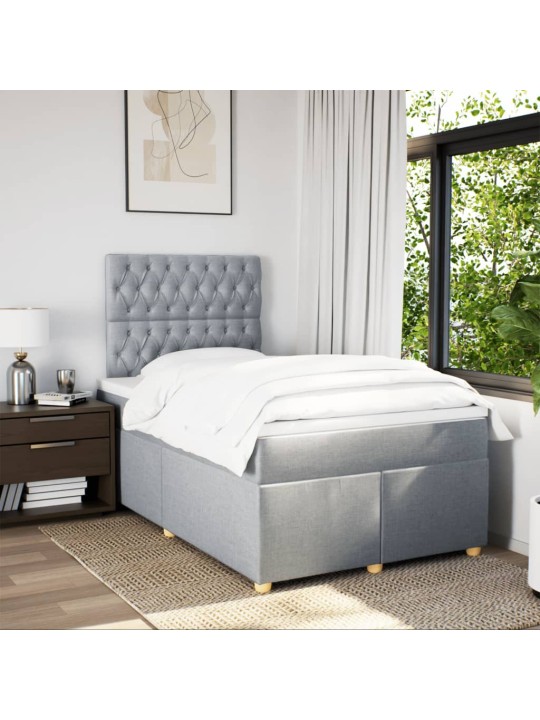 Box spring postel s matrací světle šedá 120 x 200 cm textil