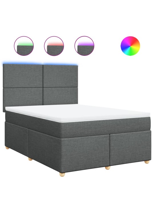 Box spring postel s matrací tmavě šedý 140 x 190 cm textil