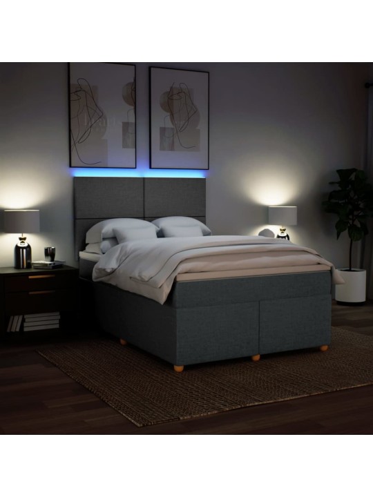 Box spring postel s matrací tmavě šedý 140 x 190 cm textil