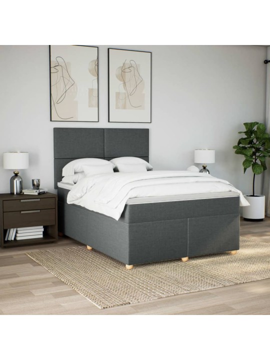 Box spring postel s matrací tmavě šedý 140 x 190 cm textil
