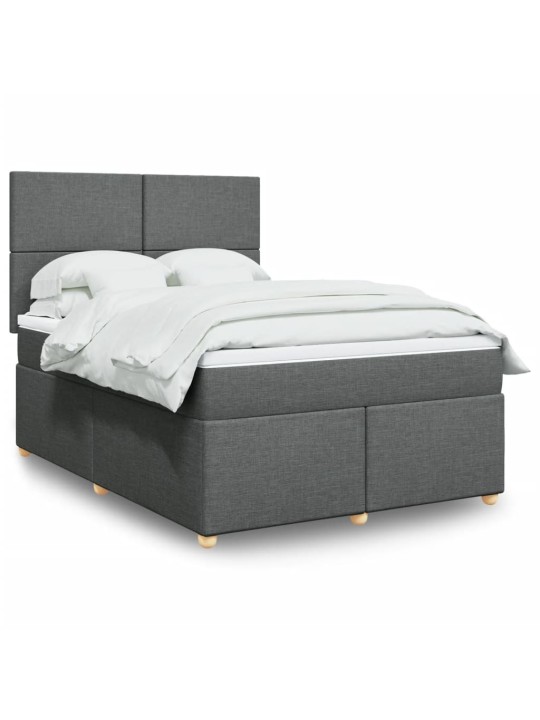 Box spring postel s matrací tmavě šedý 140 x 190 cm textil