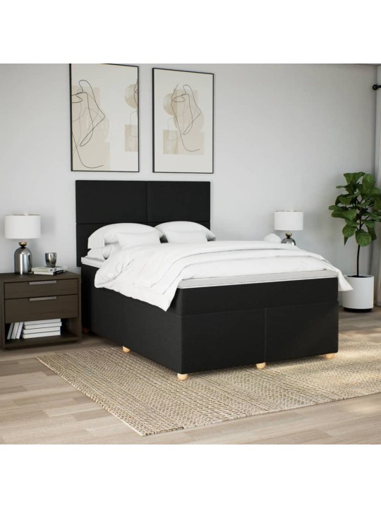 Box spring postel s matrací černá 140 x 190 cm textil