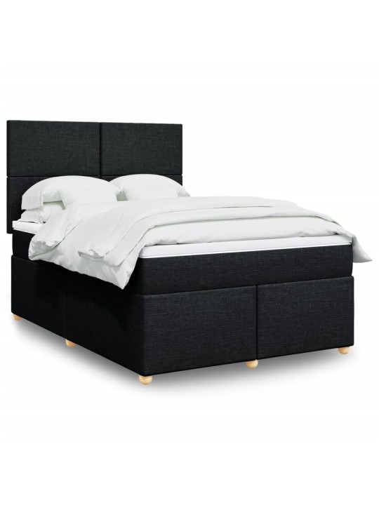 Box spring postel s matrací černá 140 x 190 cm textil
