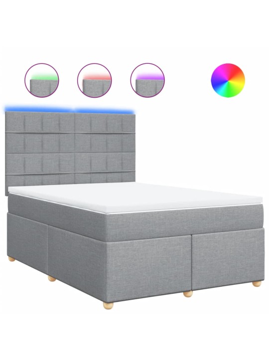 Box spring postel s matrací světle šedá 140 x 190 cm textil