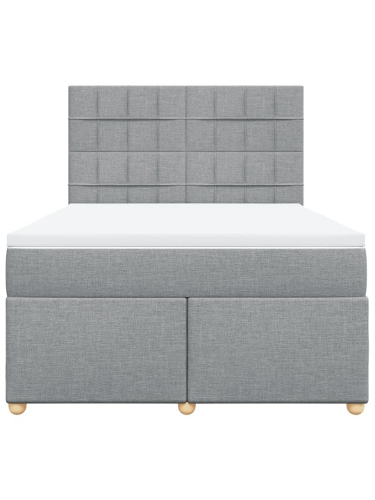 Box spring postel s matrací světle šedá 140 x 190 cm textil