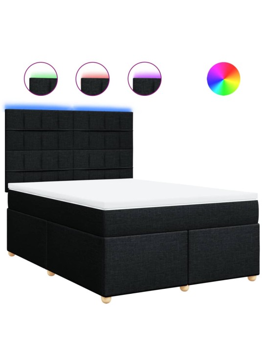 Box spring postel s matrací černá 140 x 190 cm textil