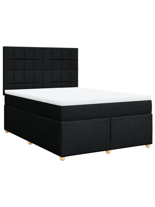 Box spring postel s matrací černá 140 x 190 cm textil
