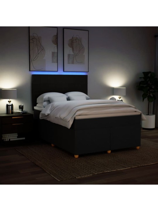 Box spring postel s matrací černá 140 x 190 cm textil