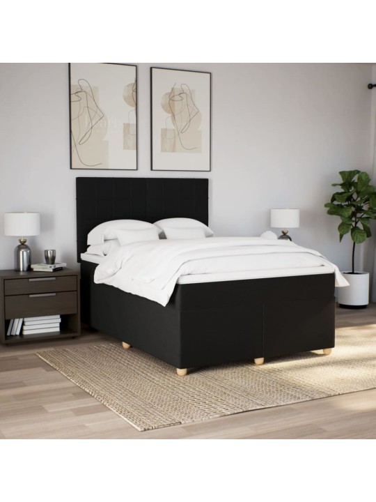Box spring postel s matrací černá 140 x 190 cm textil