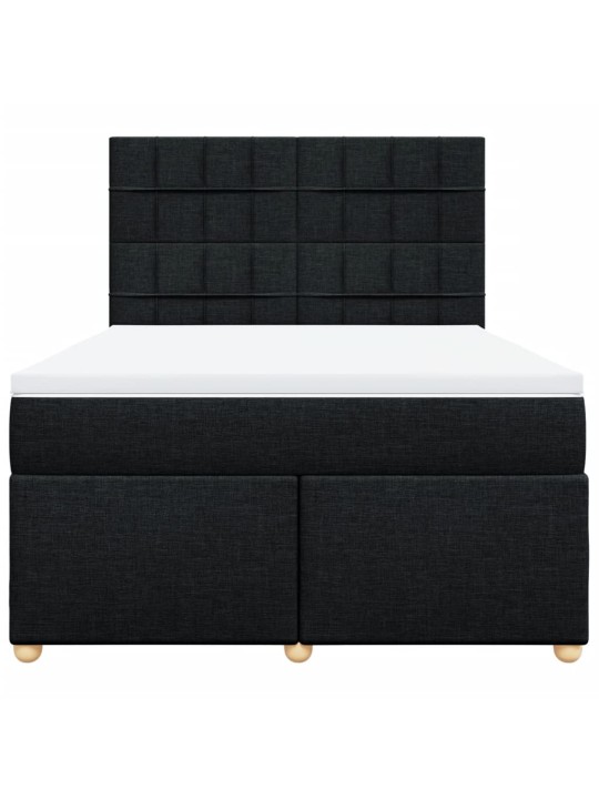 Box spring postel s matrací černá 140 x 190 cm textil