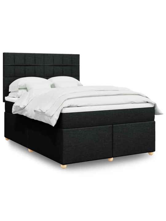Box spring postel s matrací černá 140 x 190 cm textil