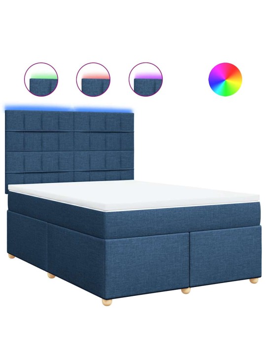 Box spring postel s matrací modrá 140x190 cm textil