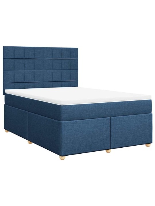 Box spring postel s matrací modrá 140x190 cm textil