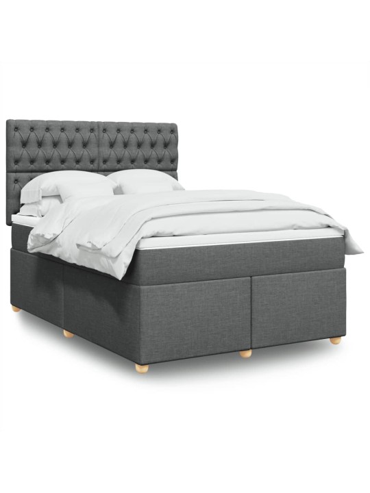 Box spring postel s matrací tmavě šedý 140 x 190 cm textil