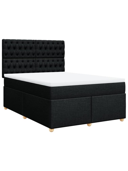 Box spring postel s matrací černá 140 x 190 cm textil