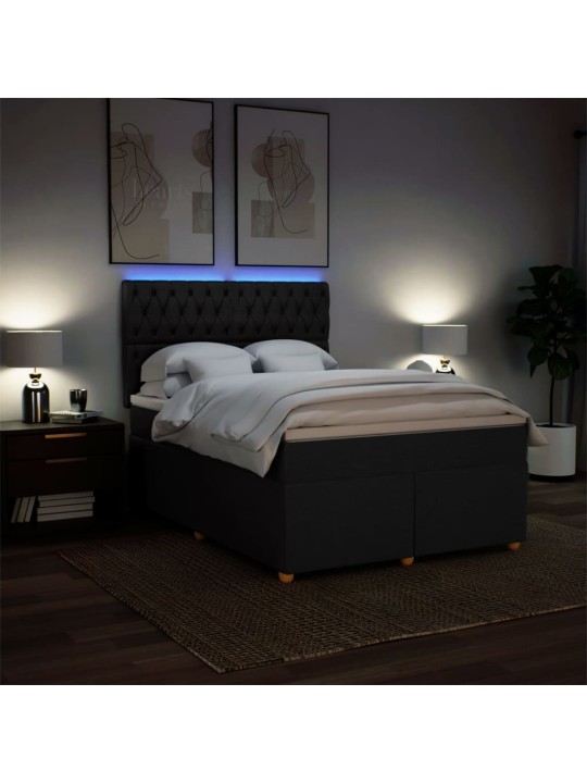 Box spring postel s matrací černá 140 x 190 cm textil