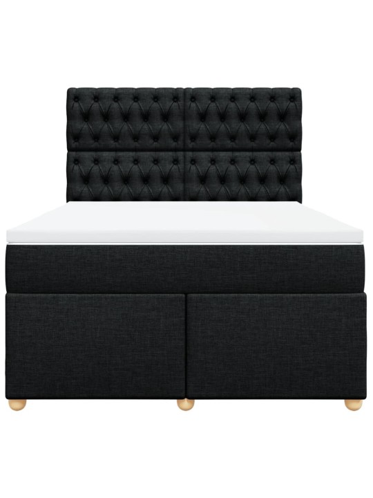 Box spring postel s matrací černá 140 x 190 cm textil