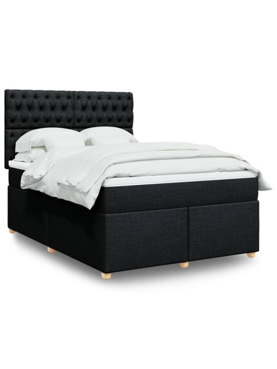 Box spring postel s matrací černá 140 x 190 cm textil