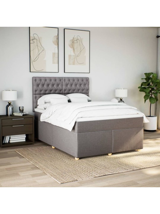 Box spring postel s matrací taupe 140x190 cm textil