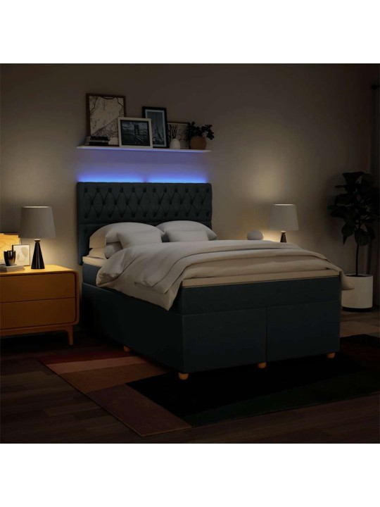 Box spring postel s matrací modrá 140x190 cm textil