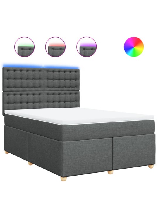 Box spring postel s matrací tmavě šedý 140 x 190 cm textil
