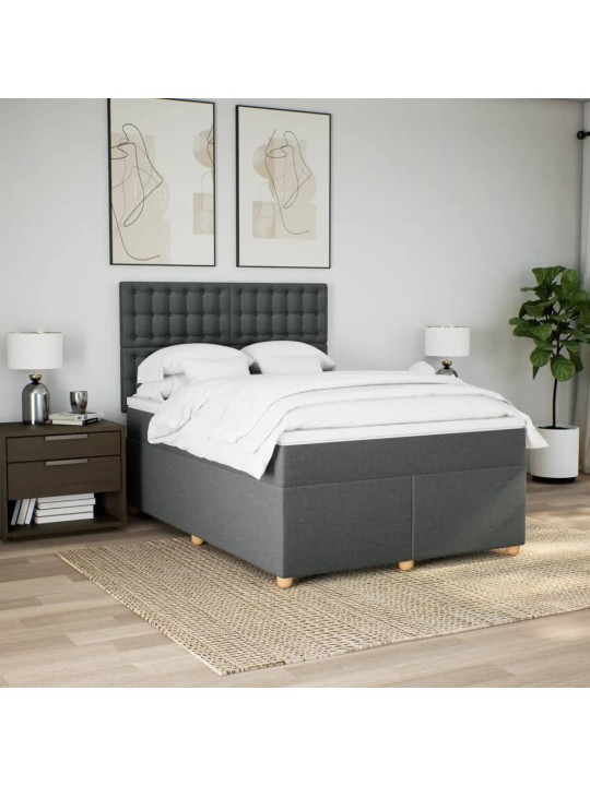 Box spring postel s matrací tmavě šedý 140 x 190 cm textil