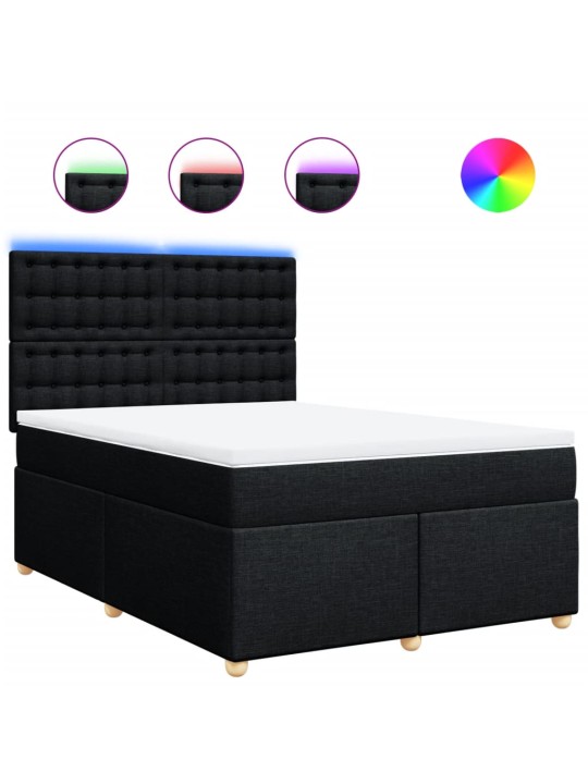 Box spring postel s matrací černá 140 x 190 cm textil
