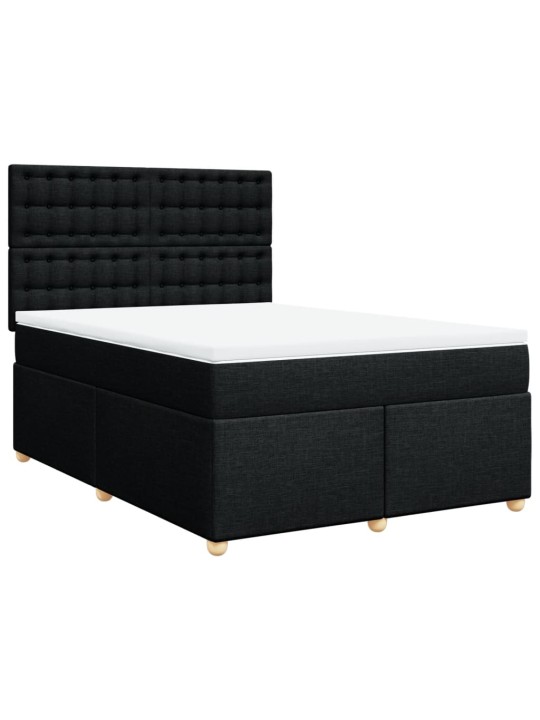 Box spring postel s matrací černá 140 x 190 cm textil