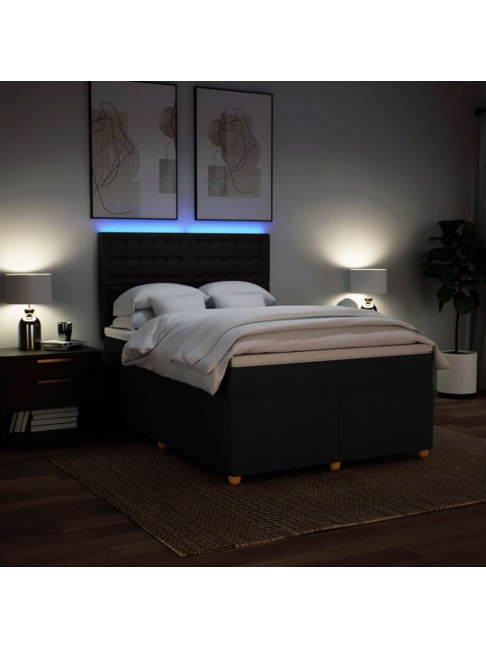 Box spring postel s matrací černá 140 x 190 cm textil