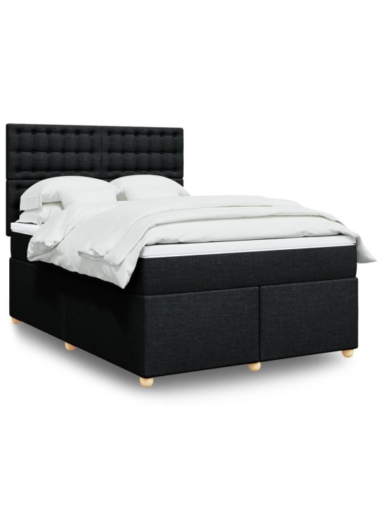 Box spring postel s matrací černá 140 x 190 cm textil