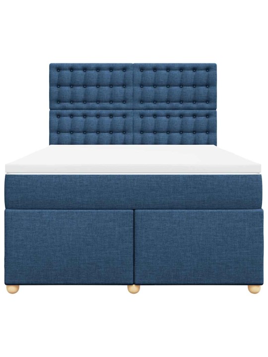 Box spring postel s matrací modrá 140x190 cm textil