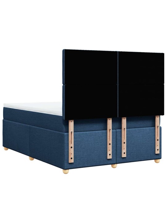 Box spring postel s matrací modrá 140x190 cm textil
