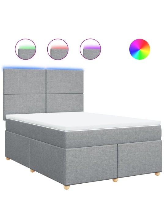 Box spring postel s matrací světle šedá 140 x 200 cm textil