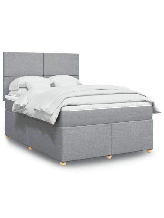 Box spring postel s matrací světle šedá 140 x 200 cm textil