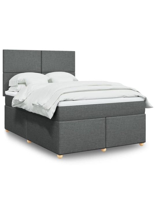 Box spring postel s matrací tmavě šedá 140x200 cm textil