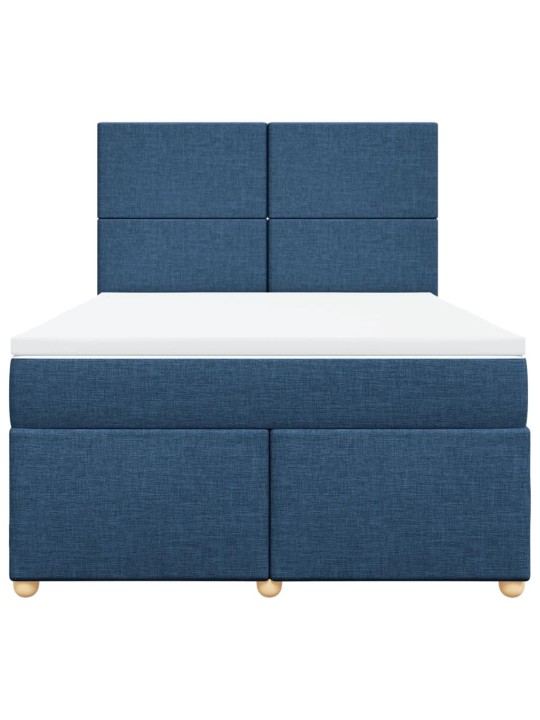 Box spring postel s matrací modrá 140x200 cm textil