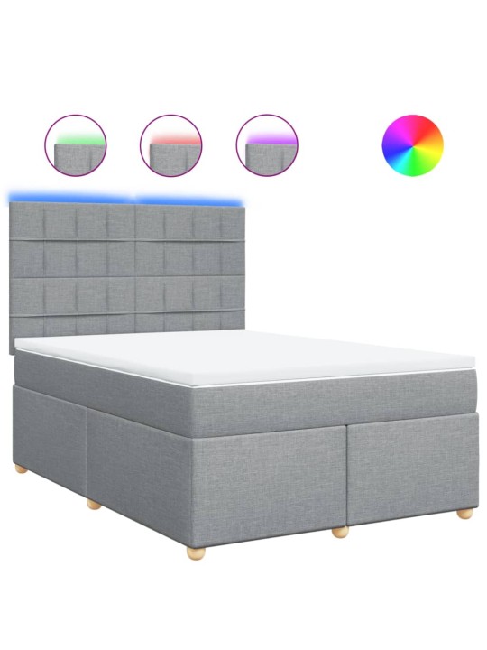 Box spring postel s matrací světle šedá 140 x 200 cm textil
