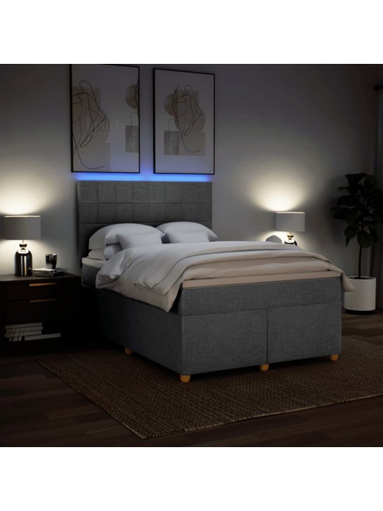 Box spring postel s matrací světle šedá 140 x 200 cm textil