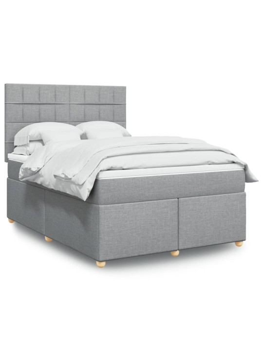 Box spring postel s matrací světle šedá 140 x 200 cm textil