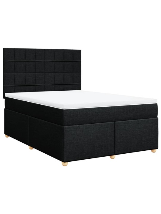 Box spring postel s matrací černá 140x200 cm textil