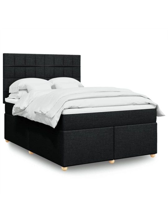 Box spring postel s matrací černá 140x200 cm textil