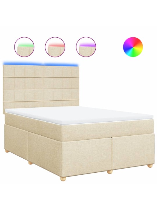 Box spring postel s matrací krémová 140x200 cm textil