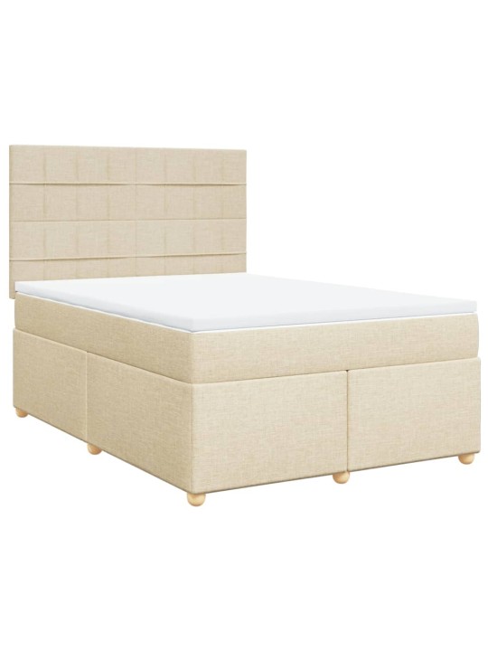 Box spring postel s matrací krémová 140x200 cm textil