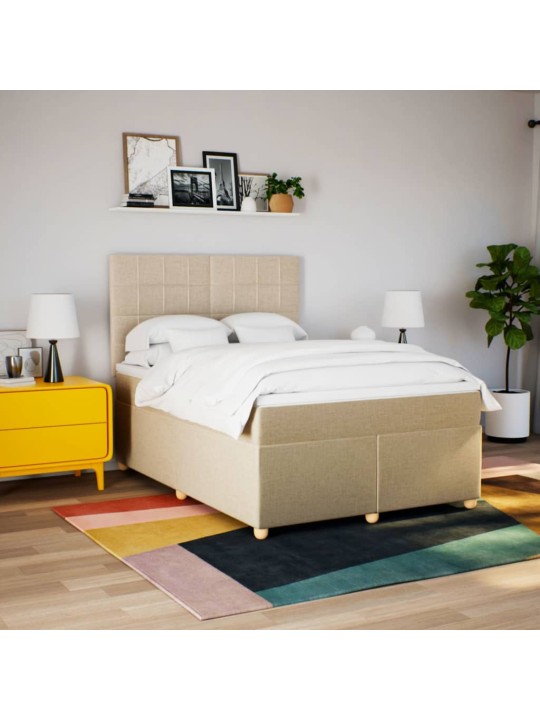 Box spring postel s matrací krémová 140x200 cm textil