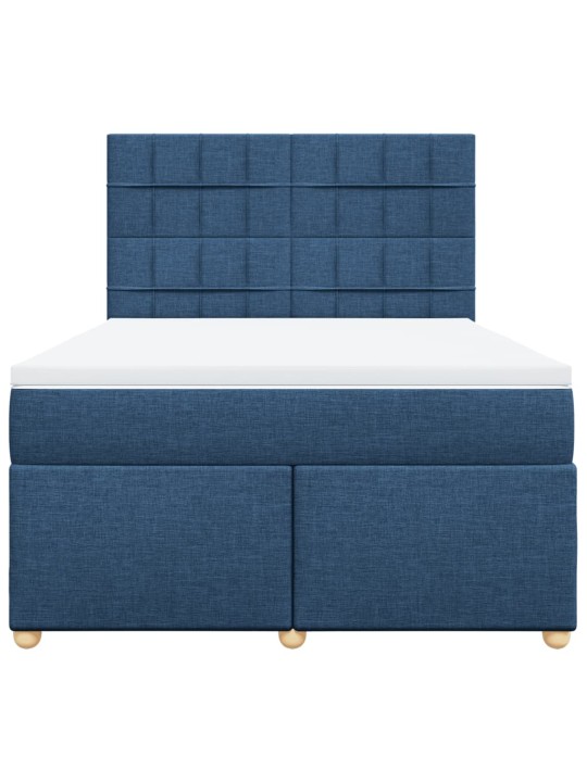 Box spring postel s matrací modrá 140x200 cm textil