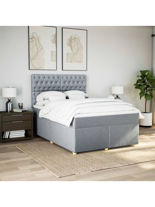 Box spring postel s matrací světle šedá 140 x 200 cm textil